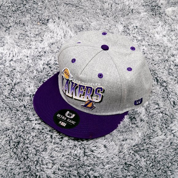 Los Angeles Lakers Dark Purple - Gray NBA Fools Snapback Ultra Game cap hat - Picture 1 of 9